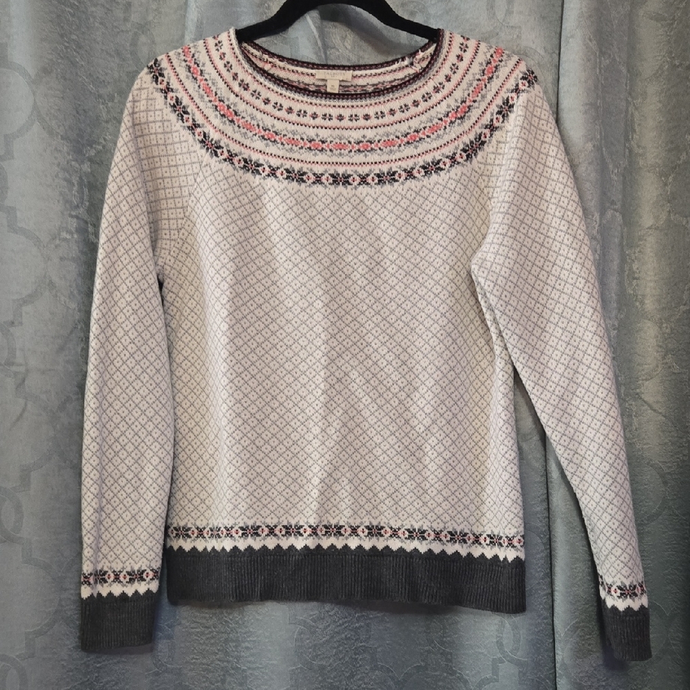 Talbots Pink and Gray Knit Sweater